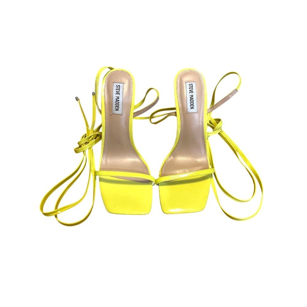 Steve Madden Uplift Ankle-Tie Stiletto Heels Neon Yellow Size 8.5M
